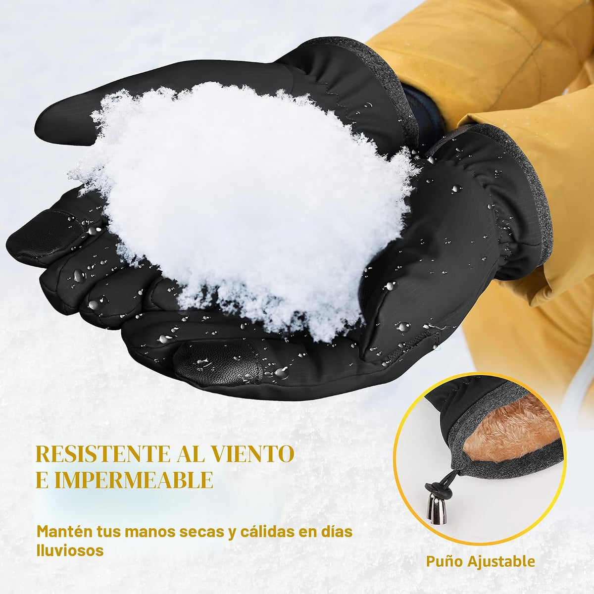 ihuan Guantes de invierno impermeables para hombre y mujer, guantes...