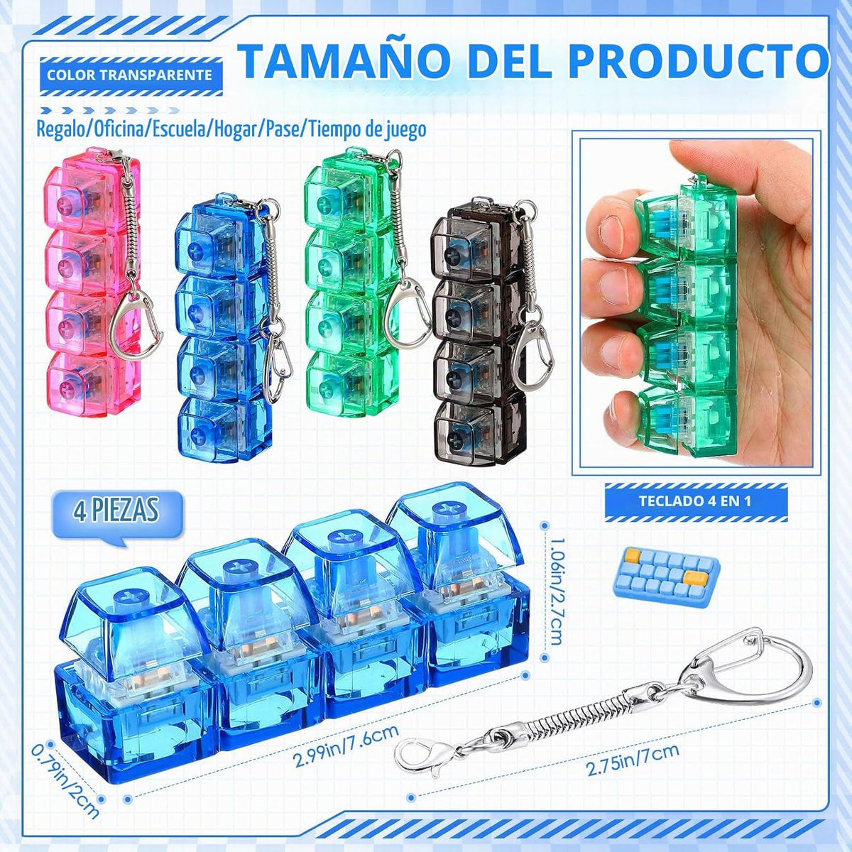 Halloscume 4 Piezas Juguete Fidget de Teclado para Adultos Juguete...