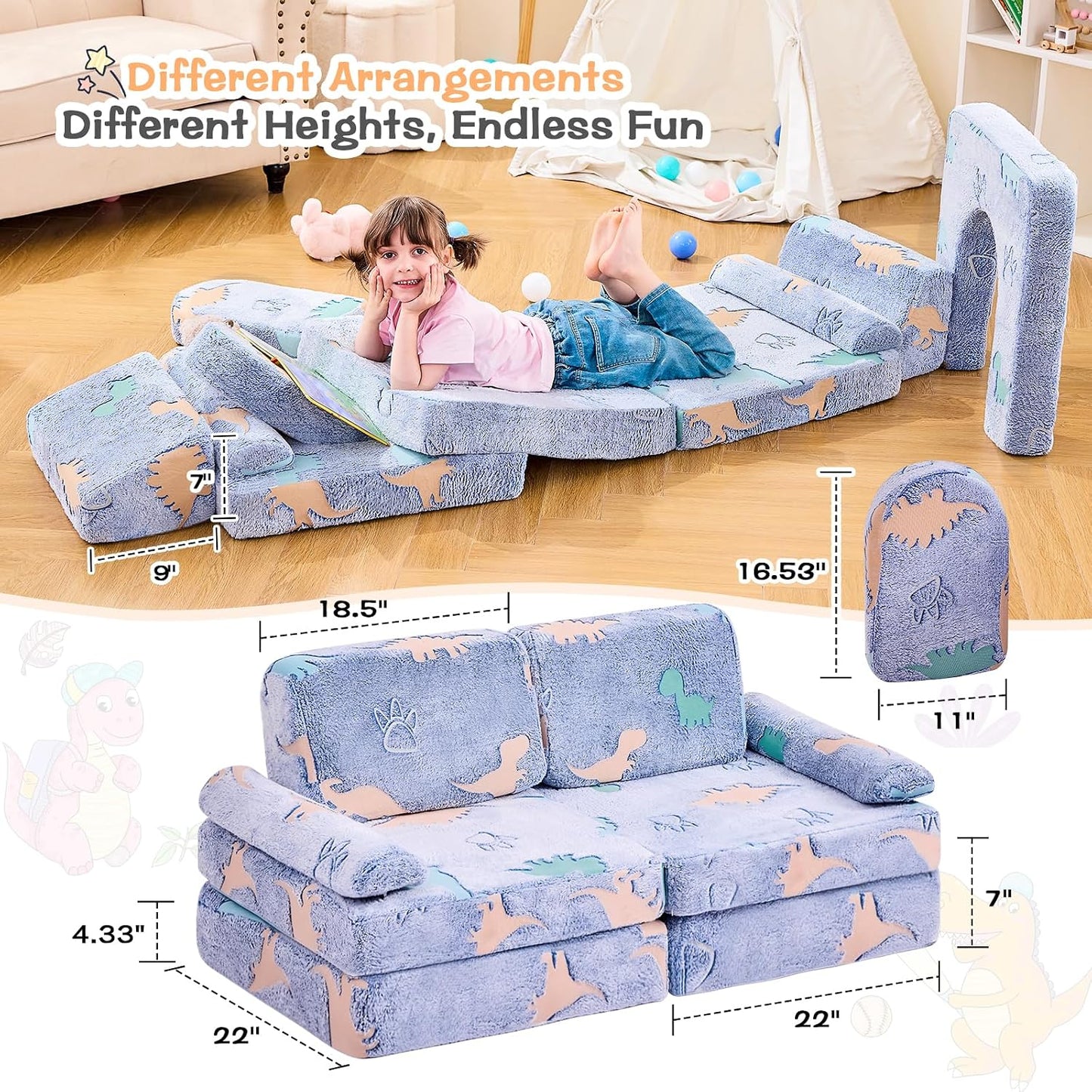 IFNOW Sofá de juego modular para niños, sofá para niños pequeños, s...