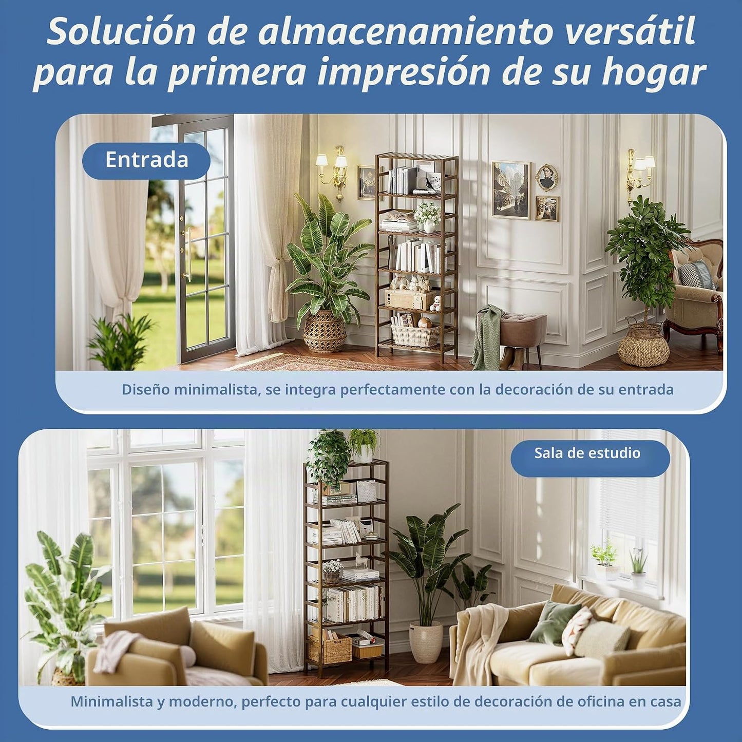 HITNET - Estantería de bambú, estantería de 6 niveles ajustable alt...