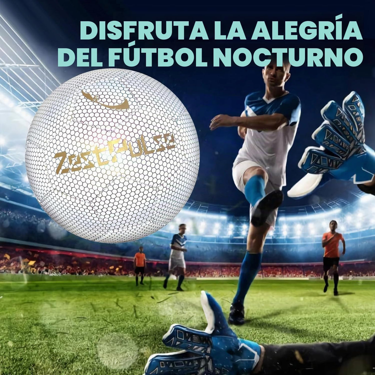 ZestPulse Balón de fútbol holográfico reflectante tamaño 3, 4 y 5 p...