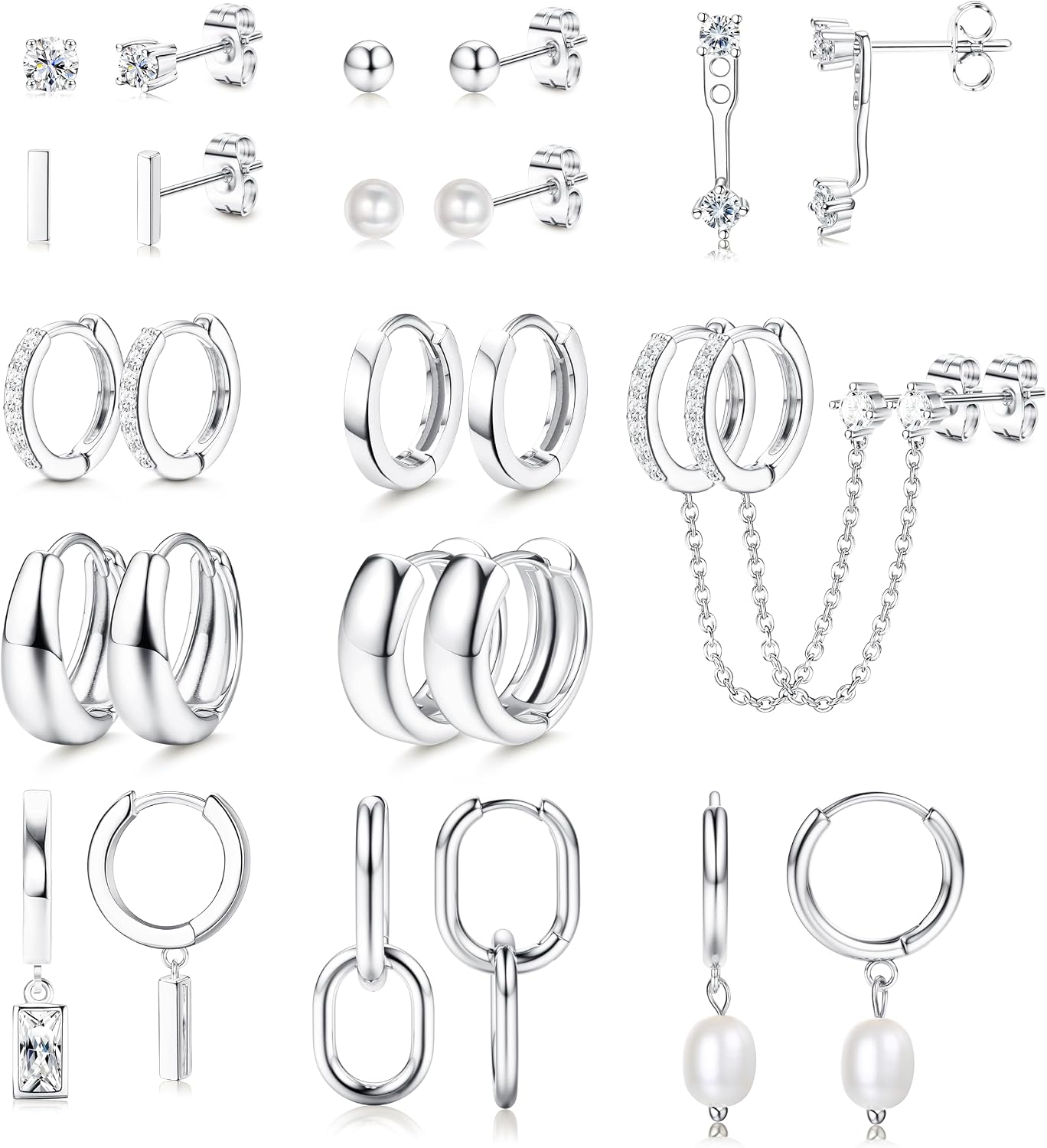 Besteel 13 pares de conjunto de aretes de aro pequeños para mujer,...