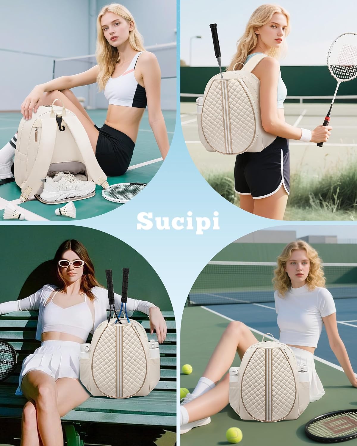 Mochila de tenis Sucipi, mochila de tenis acolchada con bandolera c...