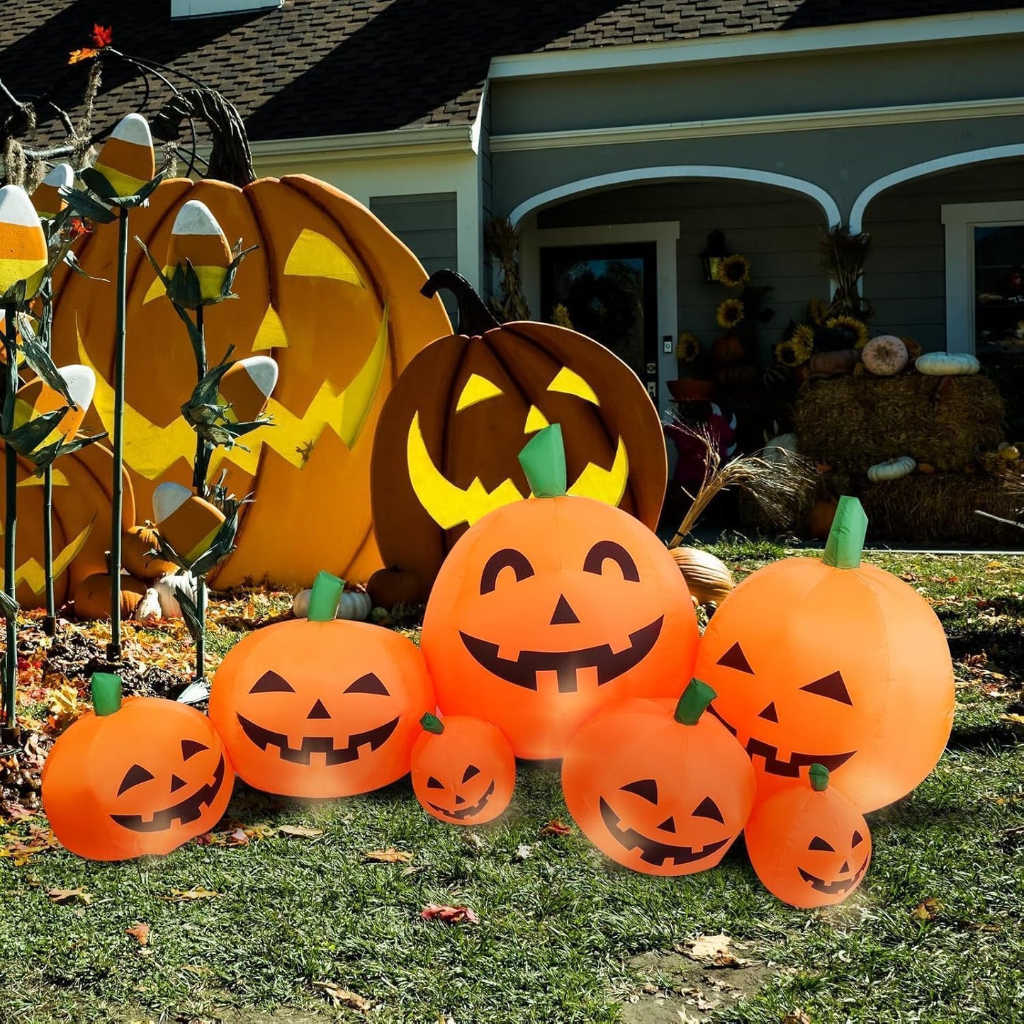 YOUBEMAGIC Parche inflable de calabaza de Halloween de 8 pies de la...
