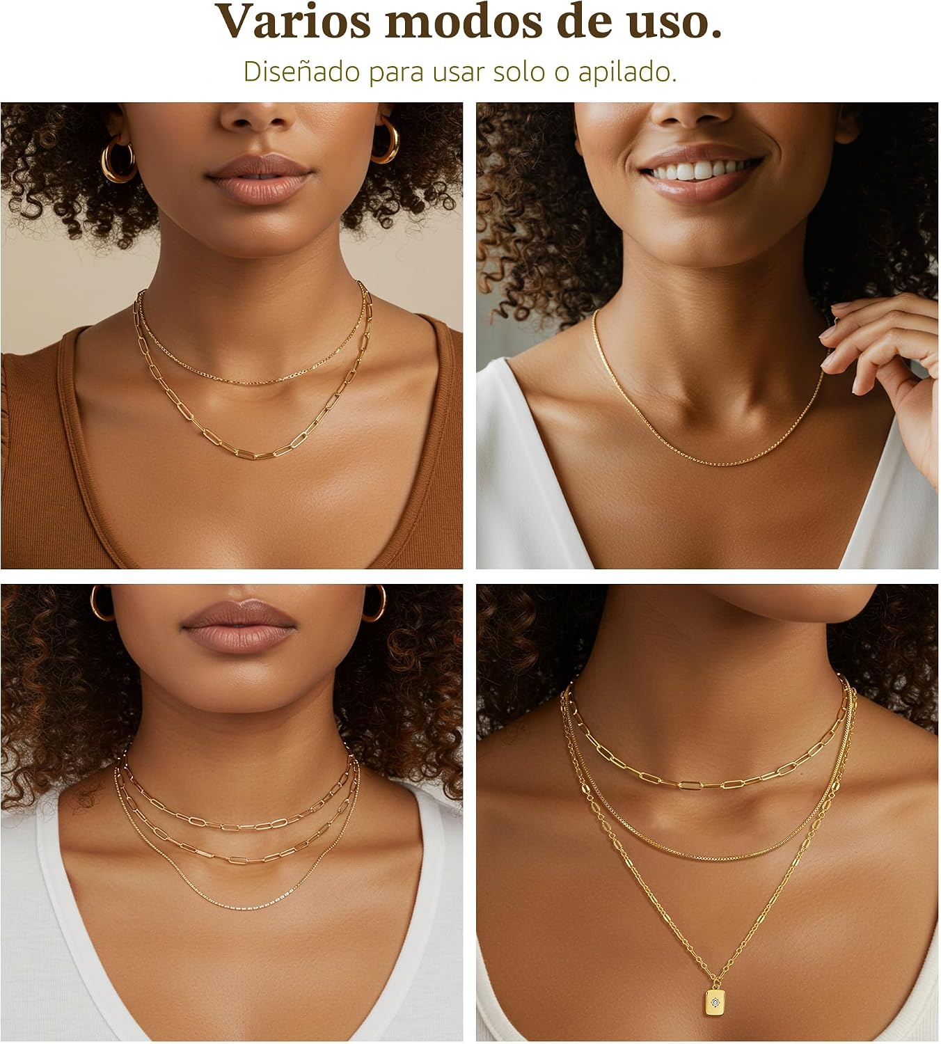 YEEZII Collares en capas de oro para mujer a la moda, 3 piezas, col...