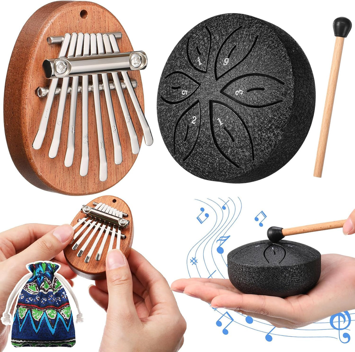 Maasechs 2 Piezas Mini Instrumentos Musicales Mini Kalimba de Mano...