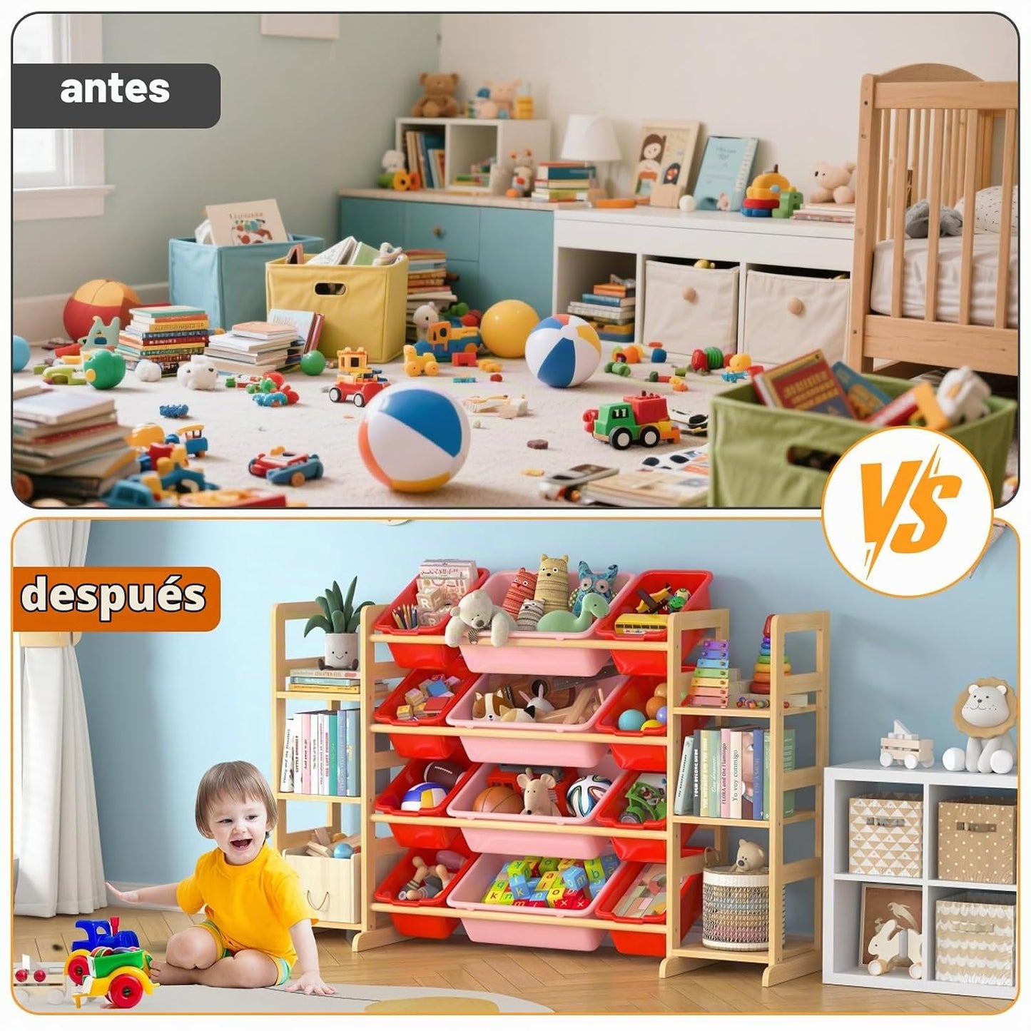 Ratulie Organizador grande de almacenamiento de juguetes para niños...