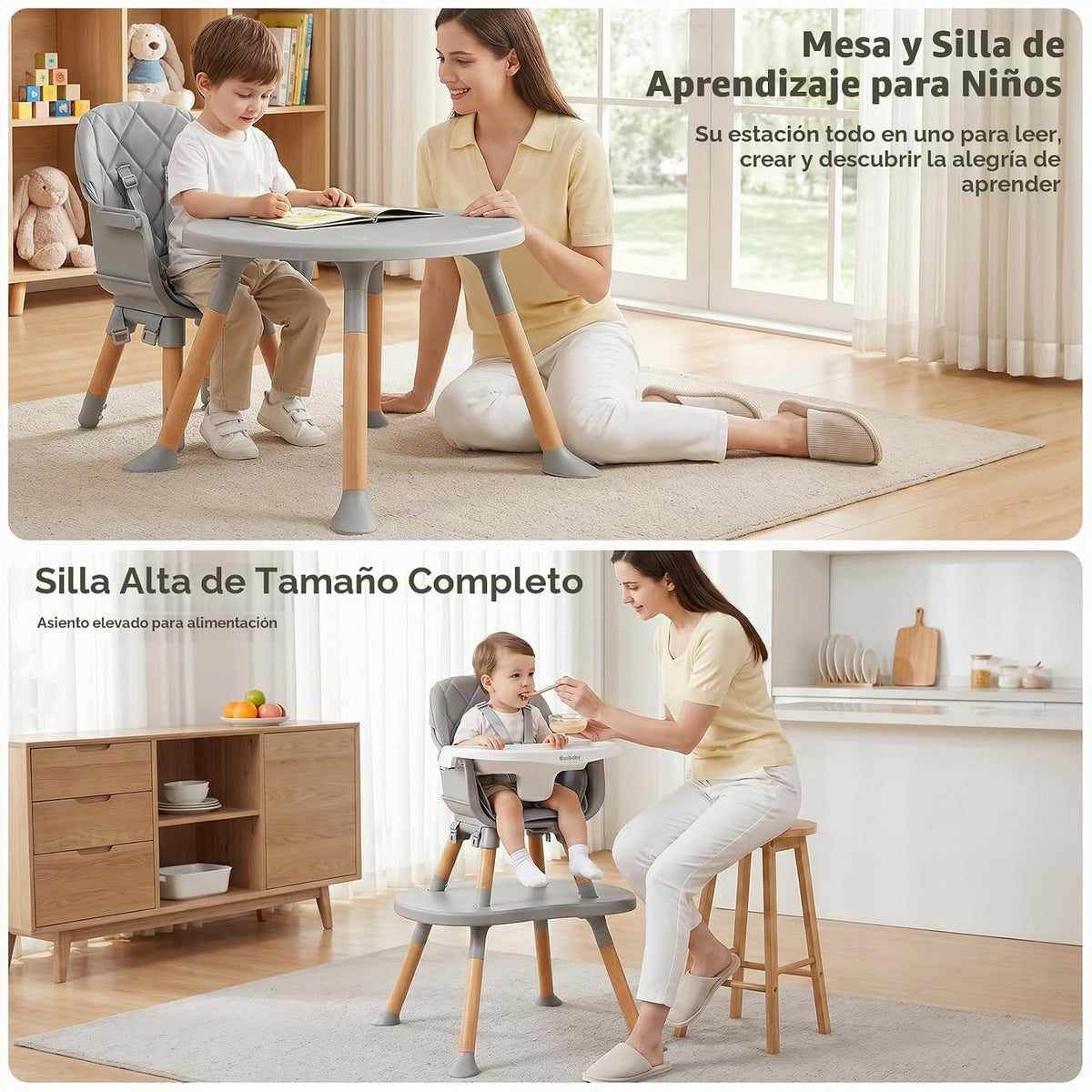 Ezebaby Silla Alta para Bebé, Silla Alta Convertible 8 en 1 a Asien...