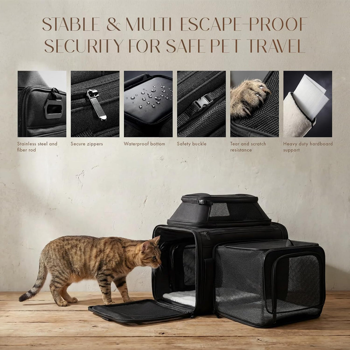 Transportador para gatos expandible con ruedas, 18 x 11 x 11 pulgad...