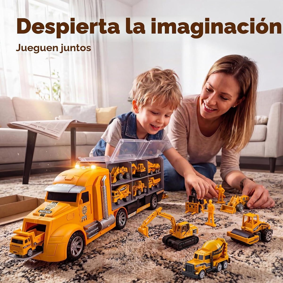 JOYIN Juego de camiones de construcción 25 en 1 con 12 vehículos y...