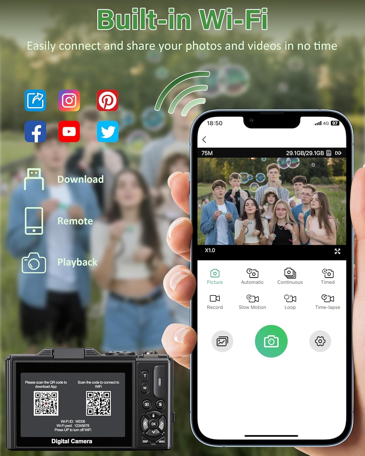 Cámara digital 5K para fotografía, cámara de vlogging WiFi de 75MP...