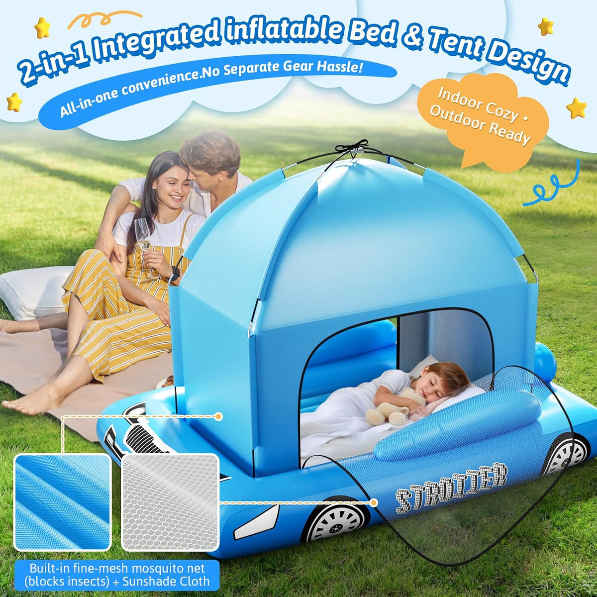 Cama de viaje inflable para niños con tienda de campaña a partir de...