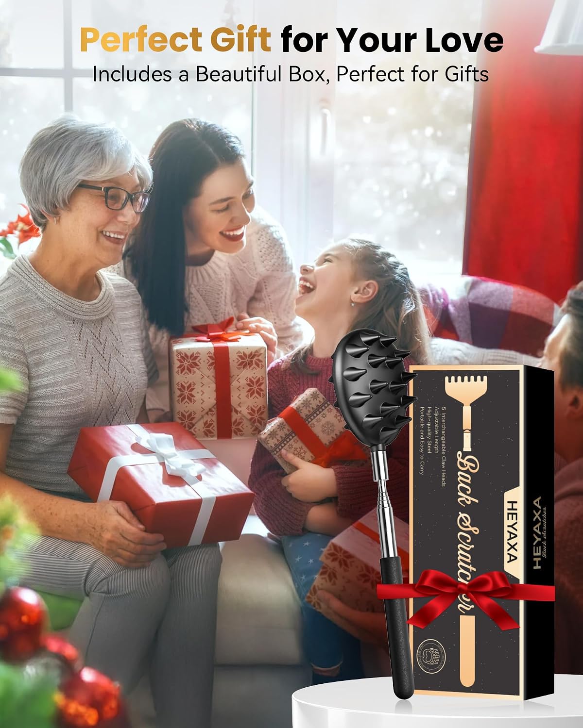 Rascador telescópico de espalda con 5 cabezas desmontables, regalos...