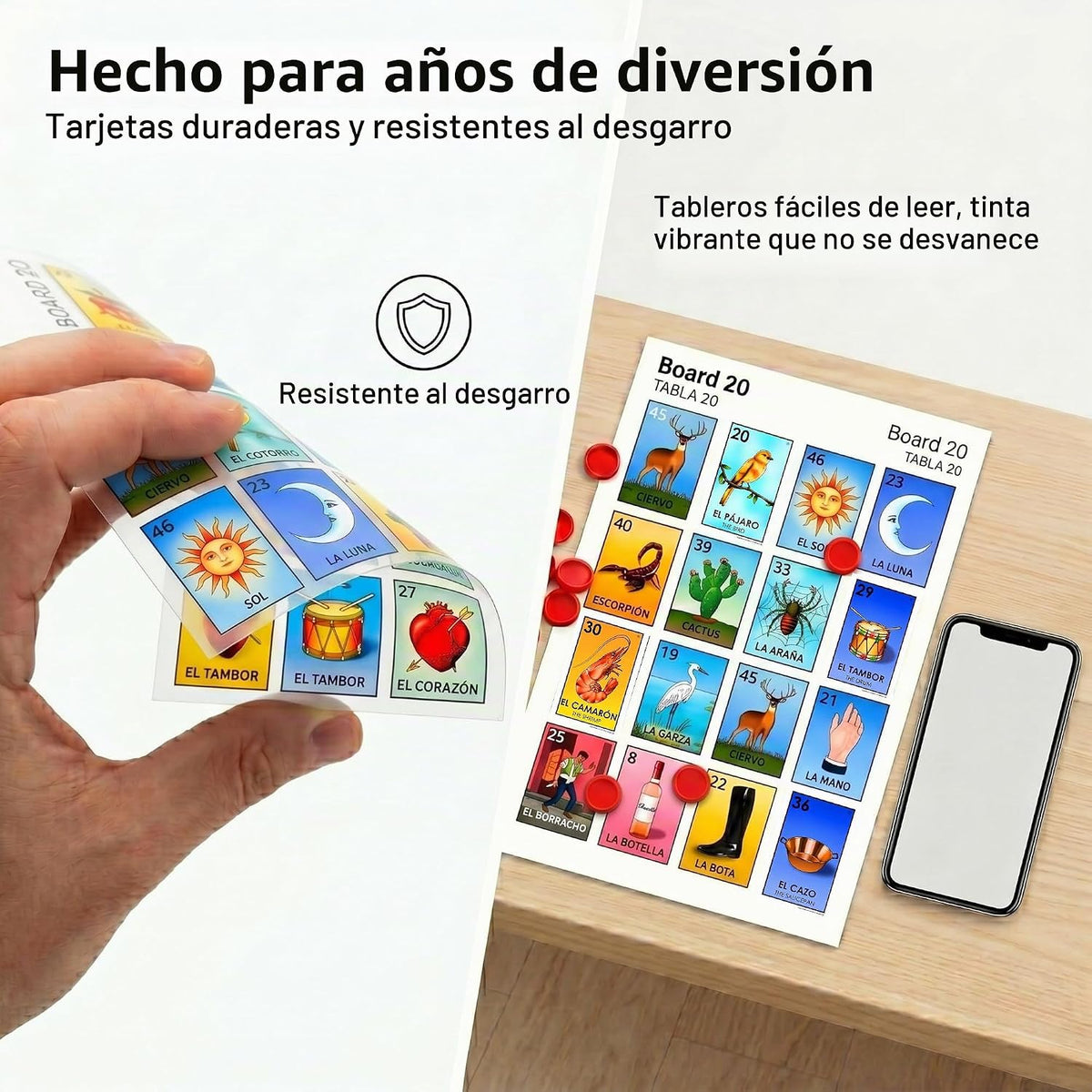 Cuitáxi Juego de bingo mexicano con 100 fichas de bingo para 20 jug...