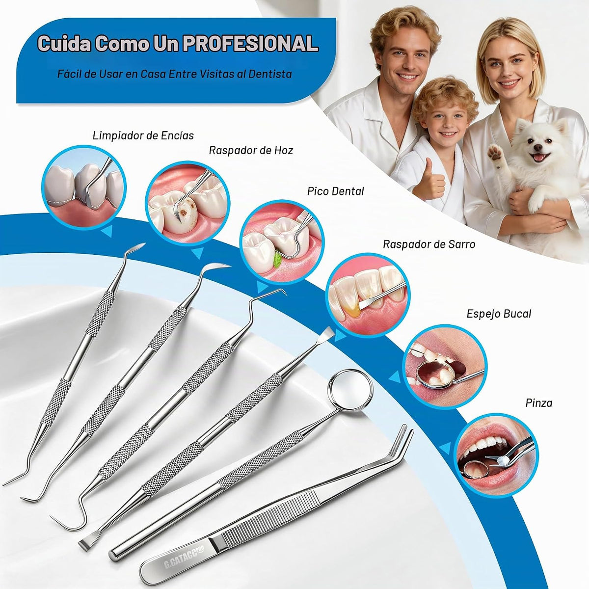 G.CATACC Herramientas dentales, juego de herramientas de higiene pa...