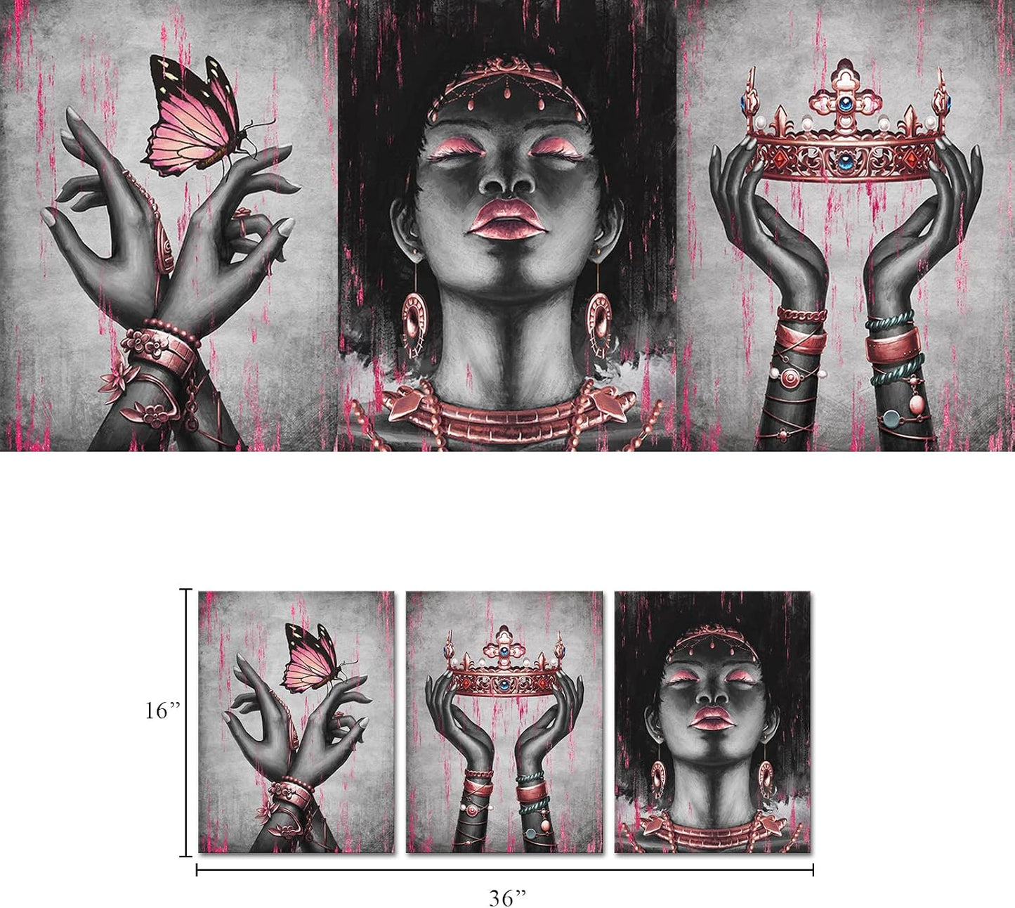 Visual Art Decor Lienzo afroamericano para pared, retrato de mujer...