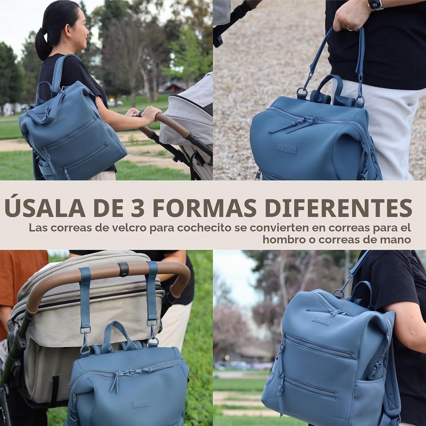 Bolsa de pañales de neopreno BUNSO: mochila minimalista y resistent...