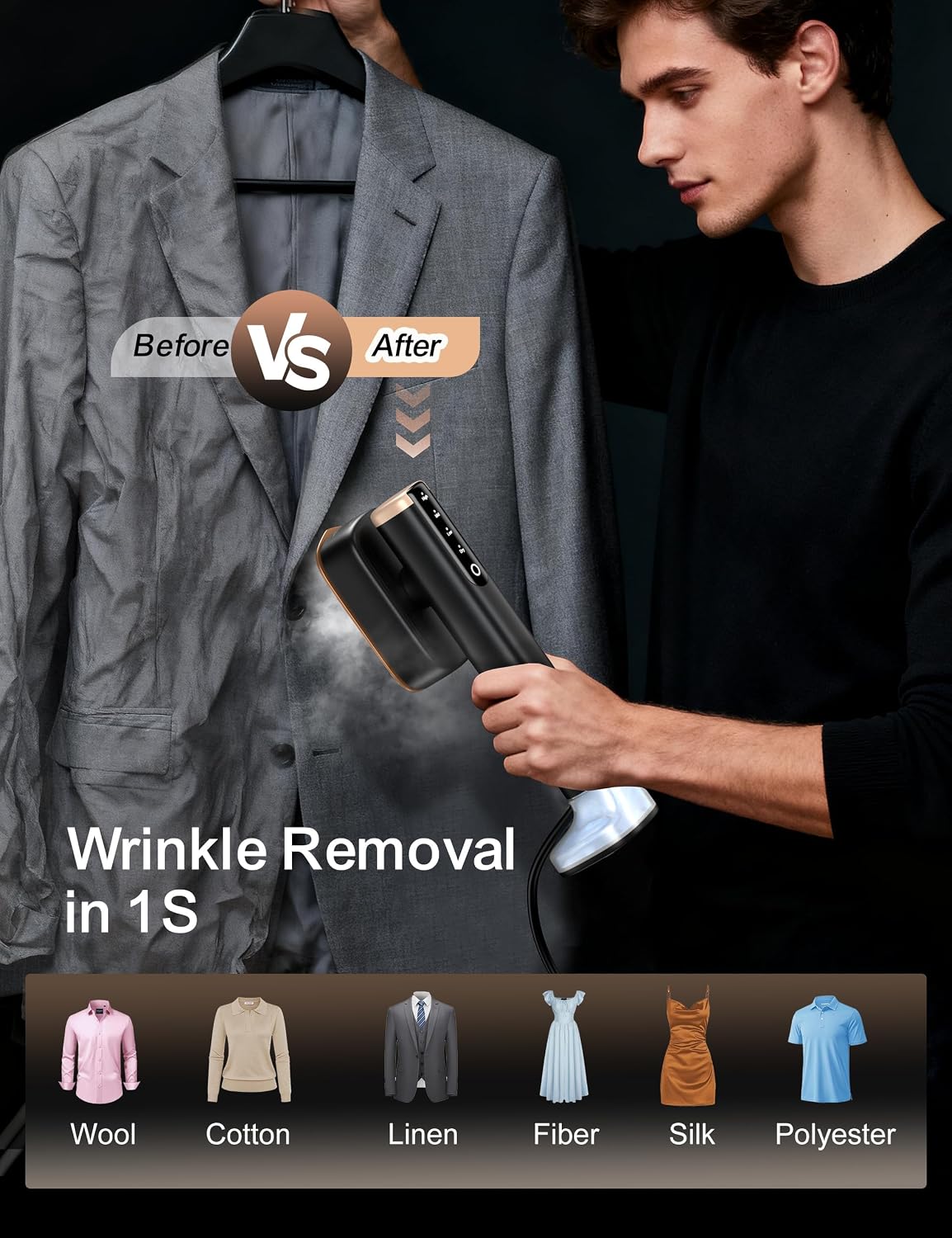 Sundu Vaporizador portátil de mano para ropa, calentamiento rápido...