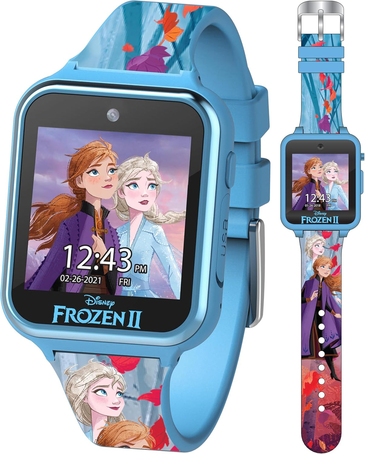 Accutime Reloj inteligente Disney Frozen para niños con cámara para...