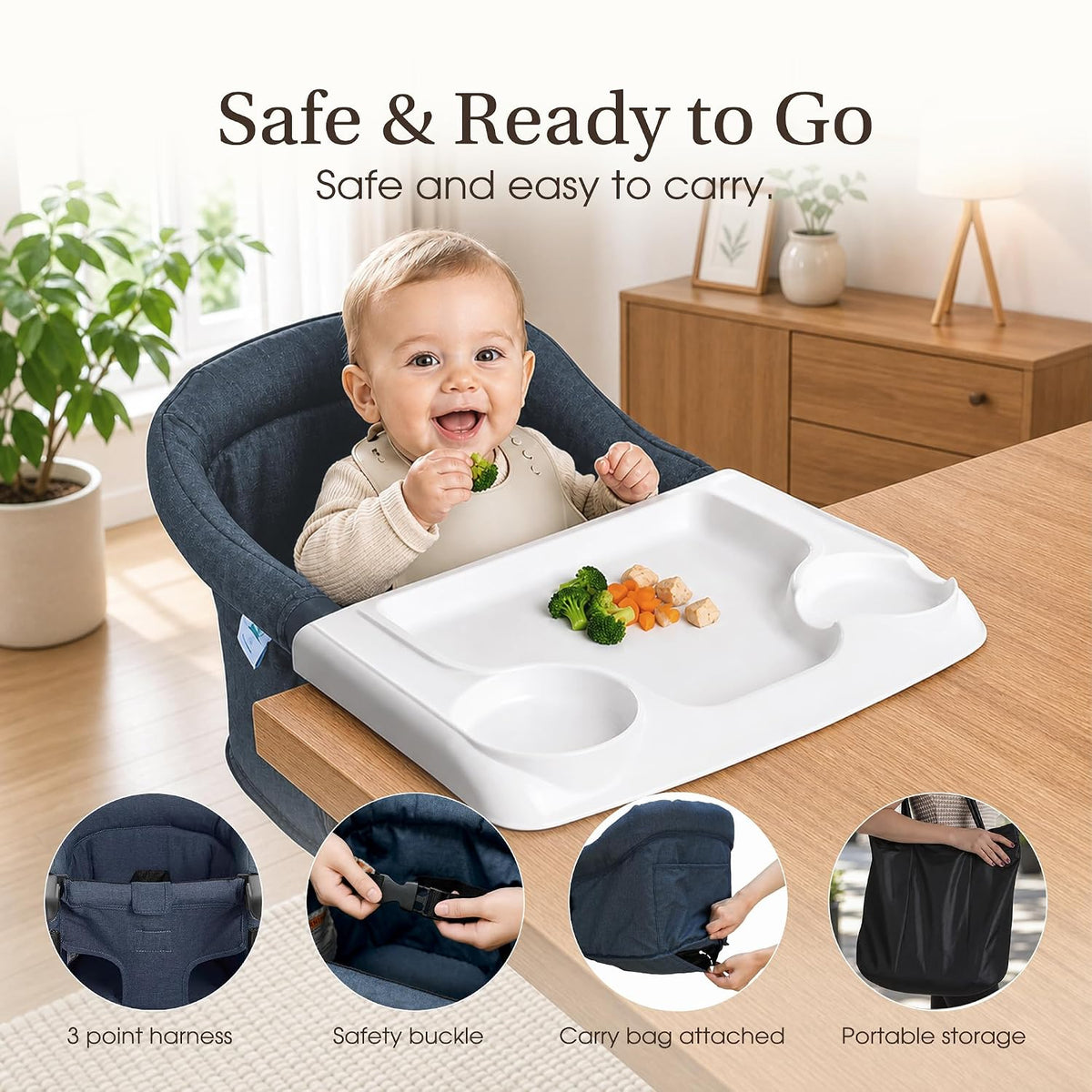 Evolur Silla alta para bebé de gancho, asiento de comedor portátil...