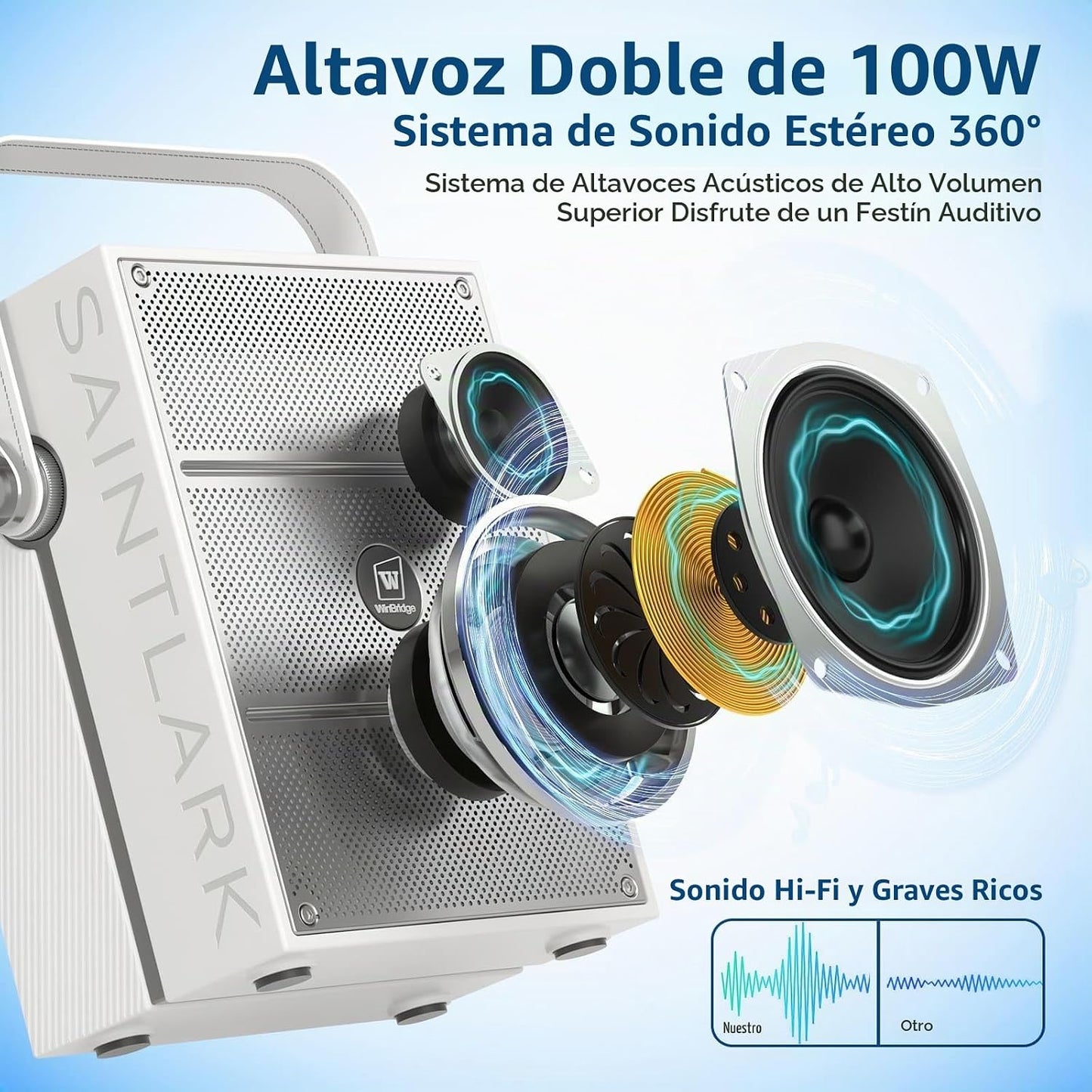 Amplificador de voz inalámbrico de 100 W, altavoz Bluetooth fuerte...