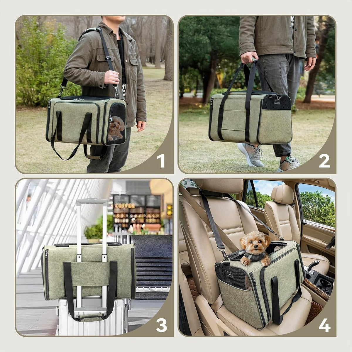 Petsfit Transportador de gatos mediano expandible para viajes aéreo...