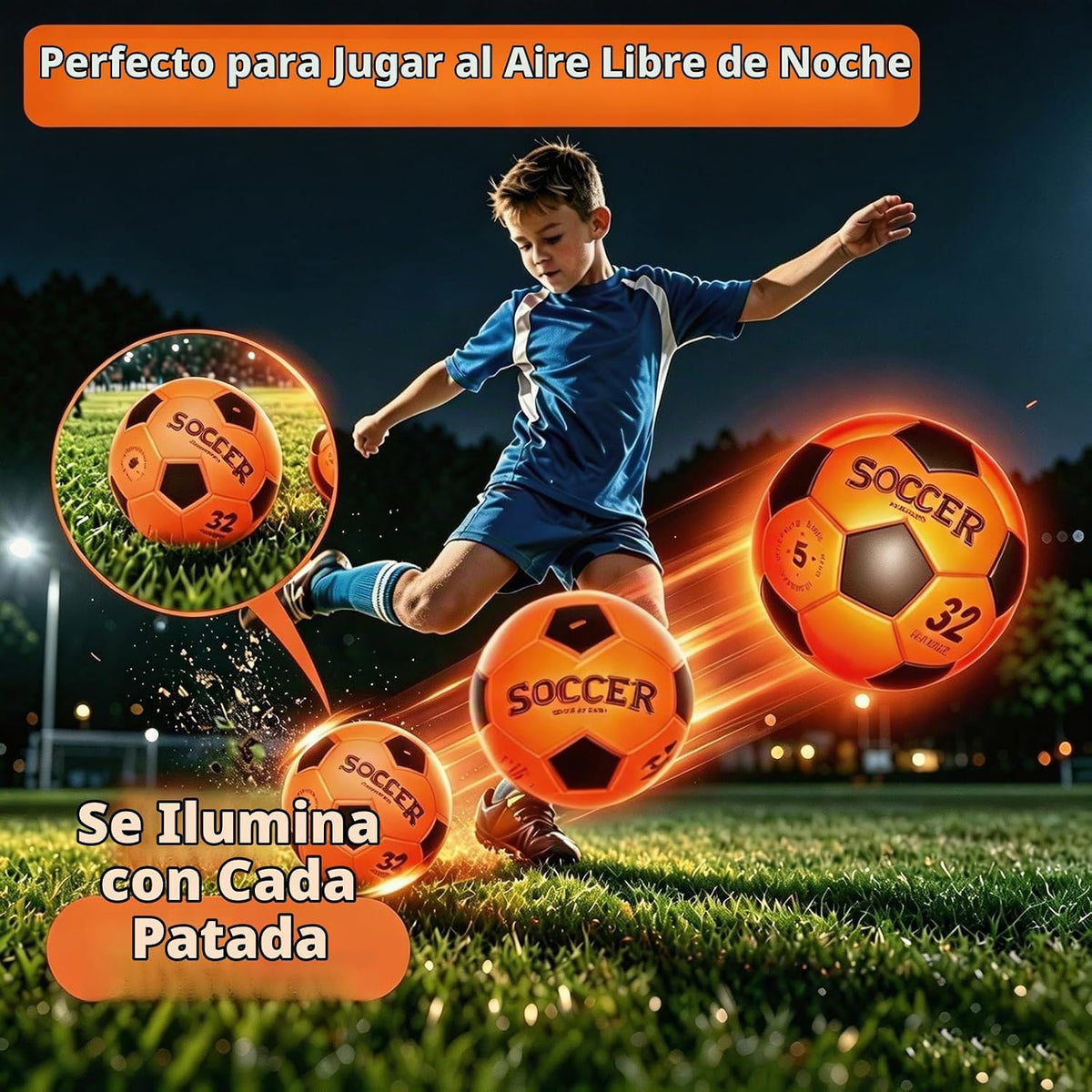 orientfire Balón de fútbol iluminado, recargable que brilla en la o...