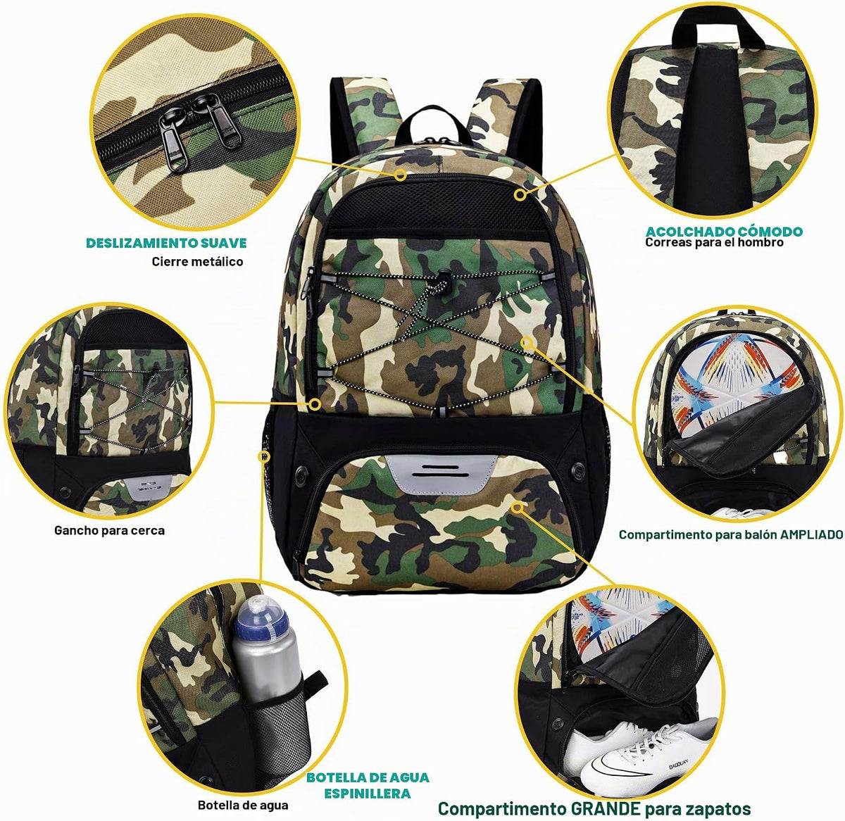Hsmihair - Mochila de fútbol juvenil - Mochila para fútbol y balonc...