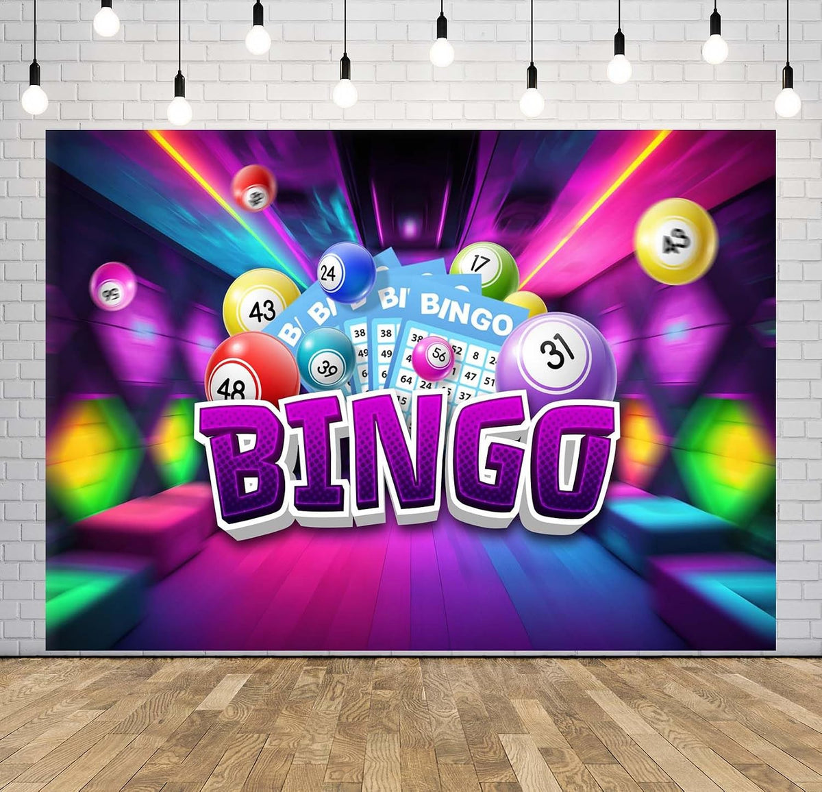Loccor Telón de fondo de bingo de tela de 10 x 8 pies, juego noctur...