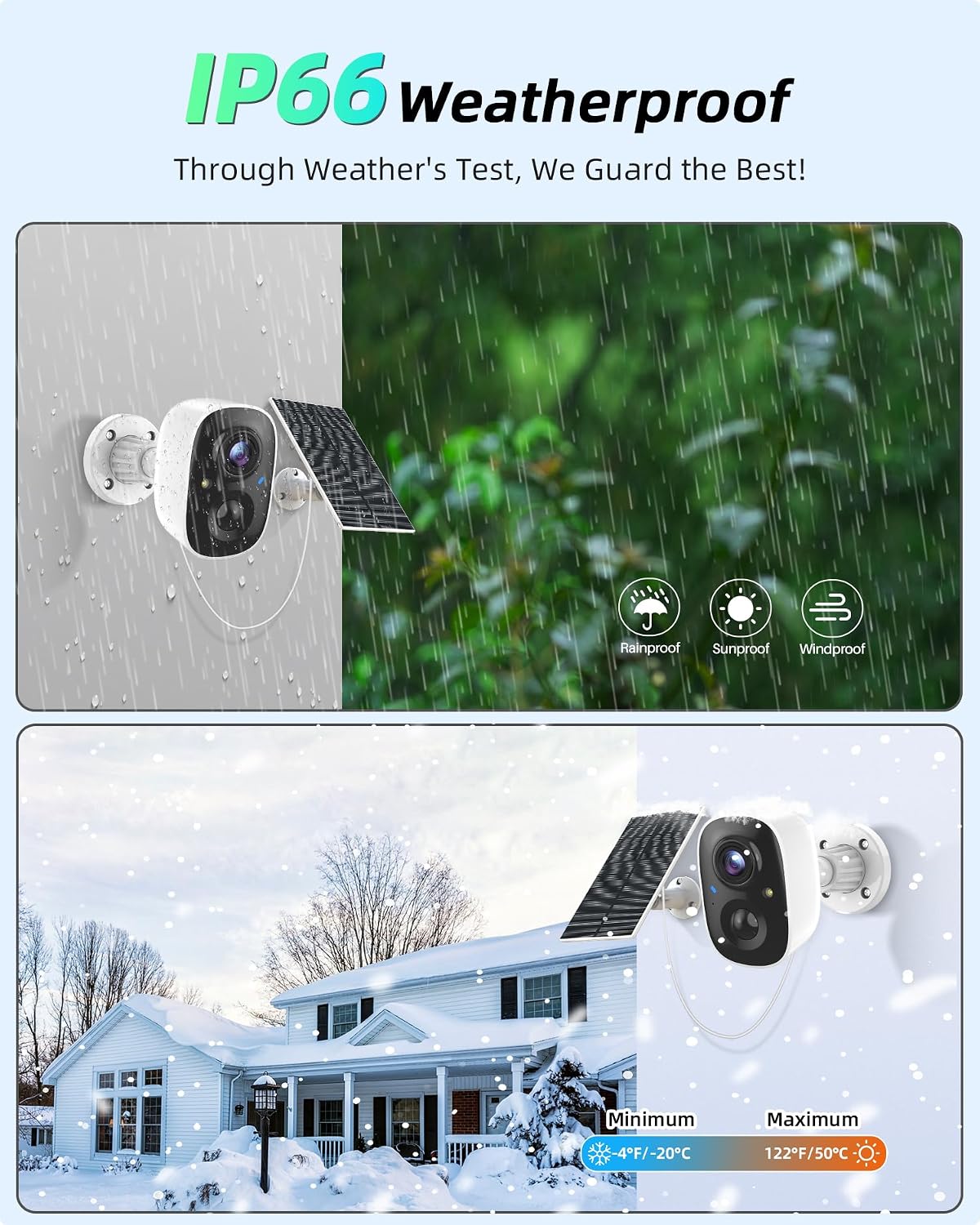 MaxiViz Cámara Solar Inalámbrica para Exteriores, Cámara de Segurid...