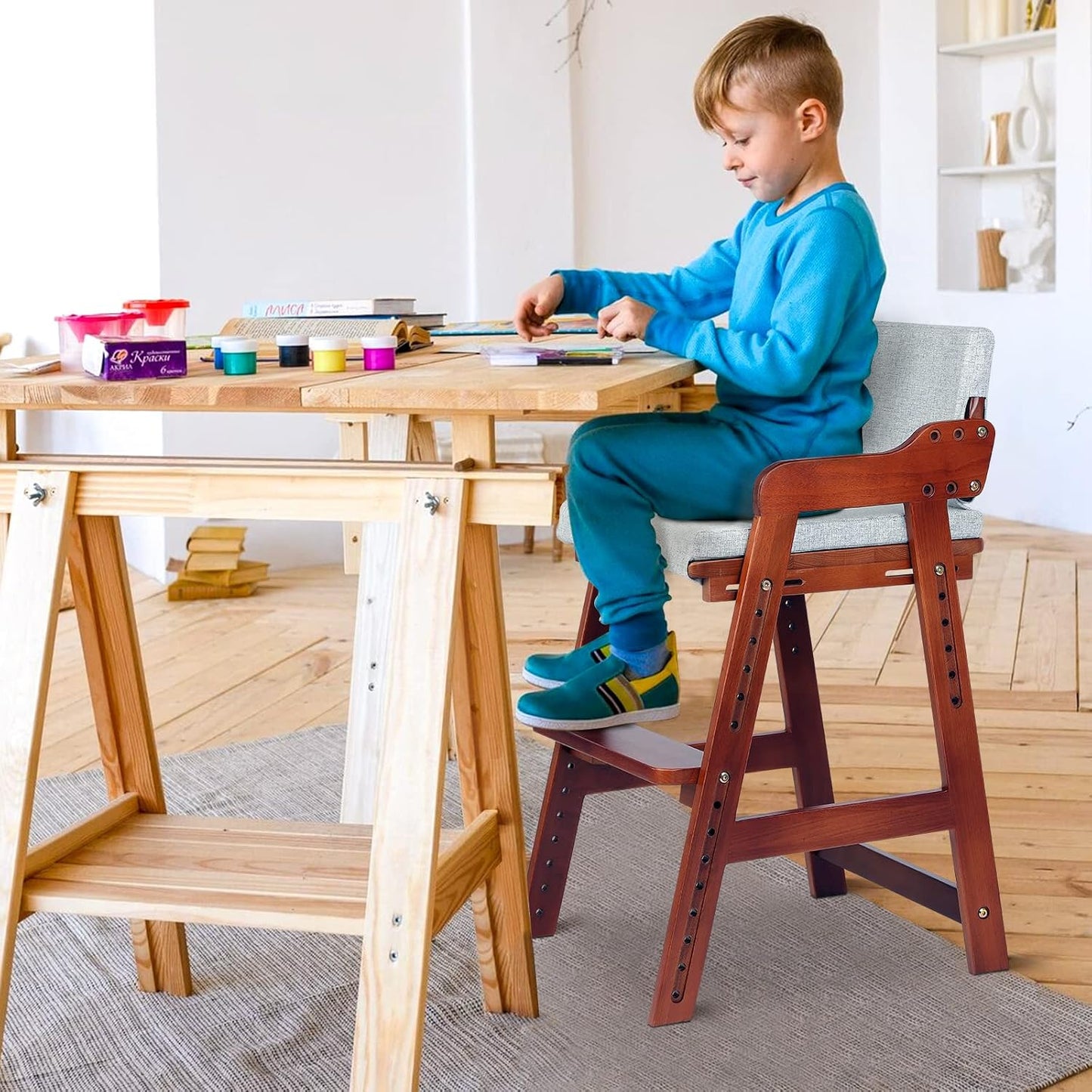 Ezebaby Silla Alta de Madera para Niños Pequeños a Adolescentes Sil...