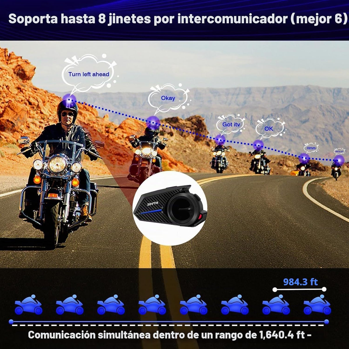 ZOVTIX Casco de motocicleta con auriculares, sistema de comunicació...
