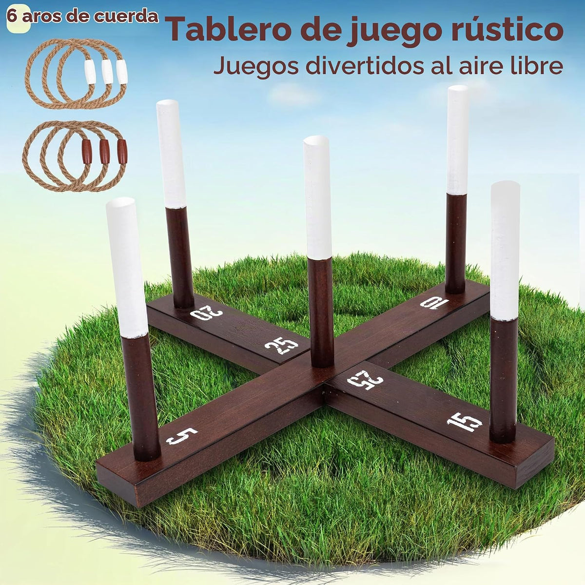 Juego de lanzamiento de anillos CircleCraft, incl. 6 anillos de cue...