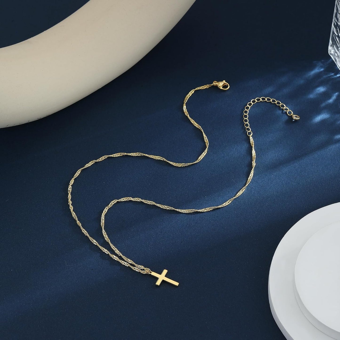JIKASI Collar de cruz para mujer, chapado en oro o plata de 14 quil...