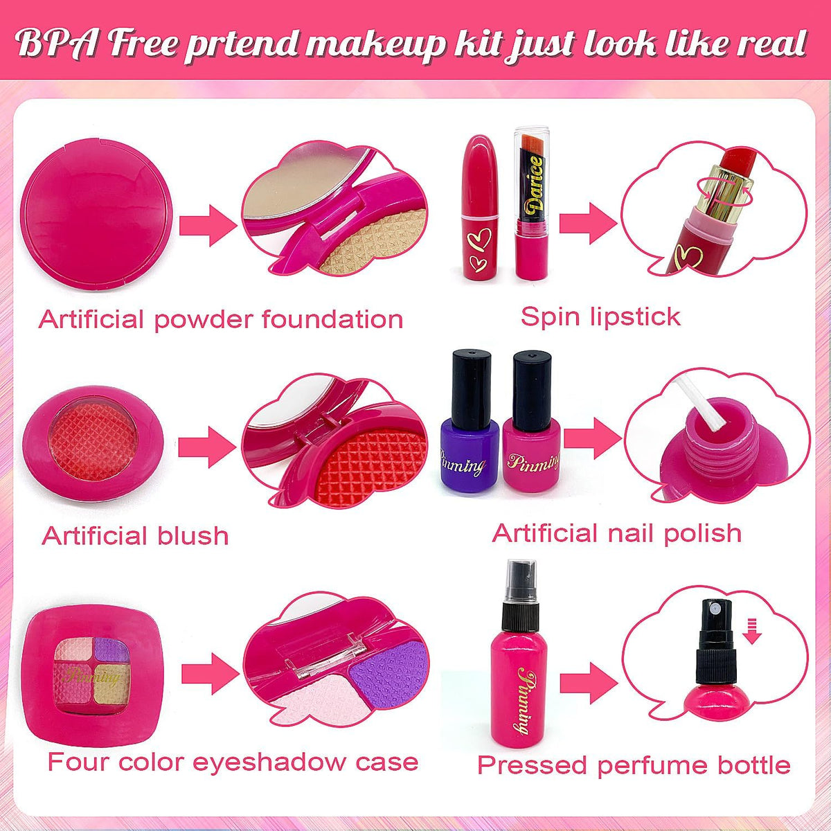 Kit de maquillaje de unicornio para niñas pequeñas, juego de maquil...