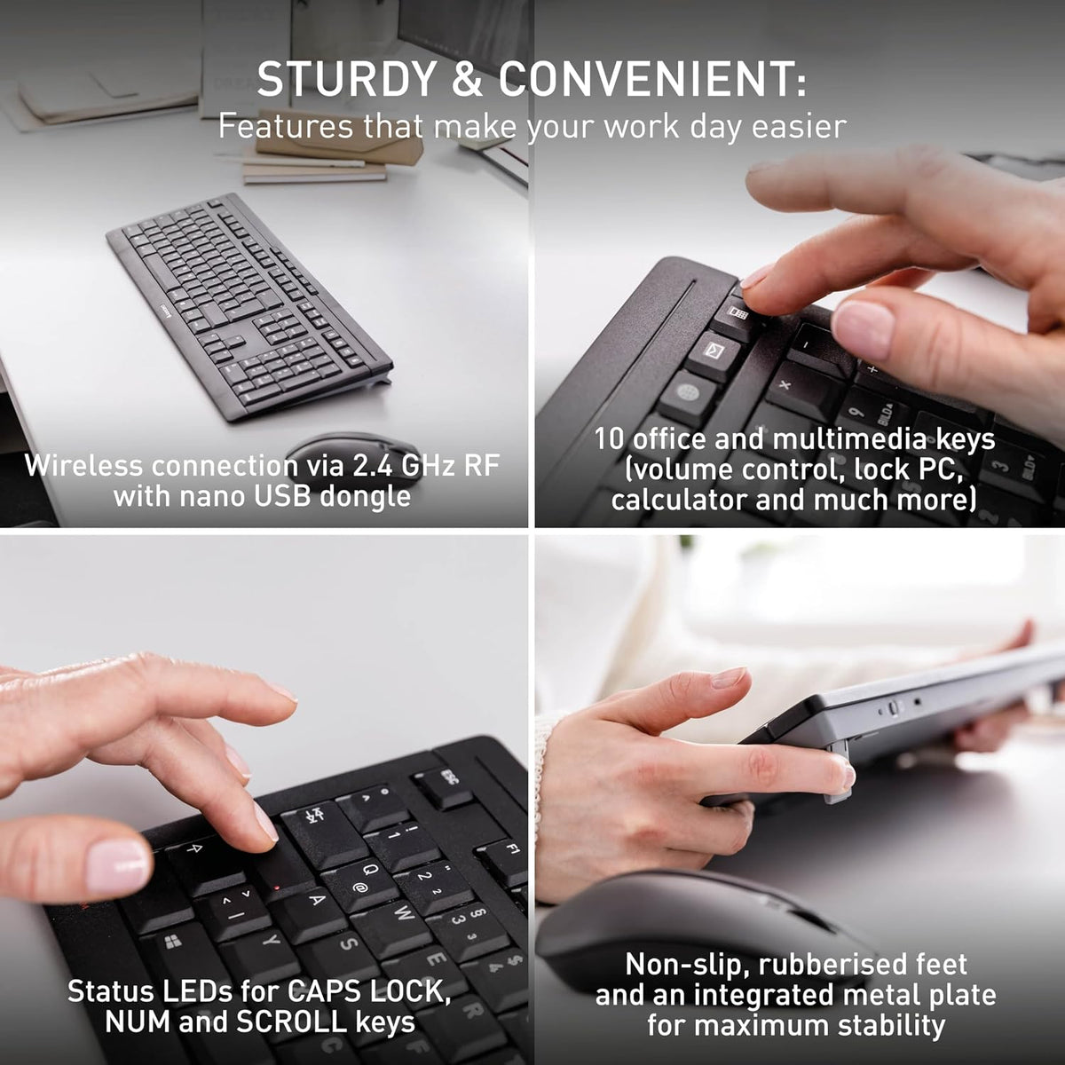 CHERRY Stream Desktop Recharge, combo de teclado y mouse inalámbric...