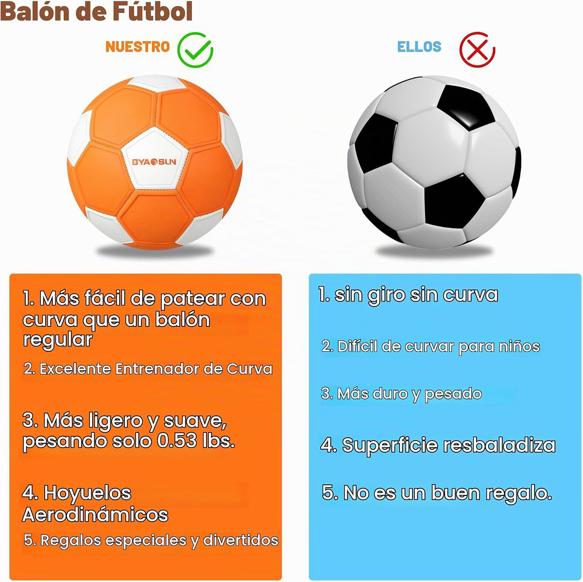 BYAOSUN Pelota de fútbol curva tamaño 4, pelotas suaves con curva p...