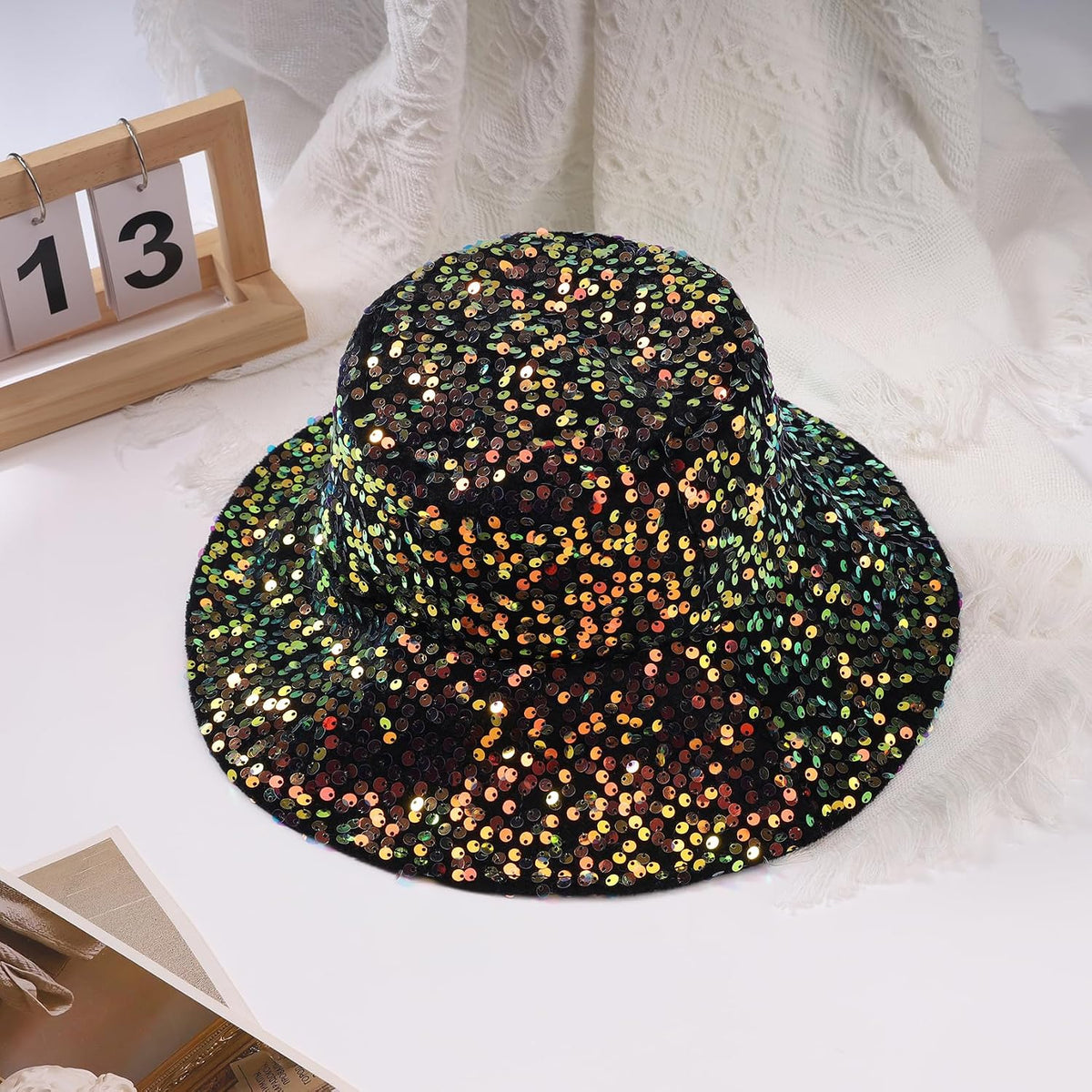 MILAKOO Sombrero de pescador con purpurina brillante con diamantes...