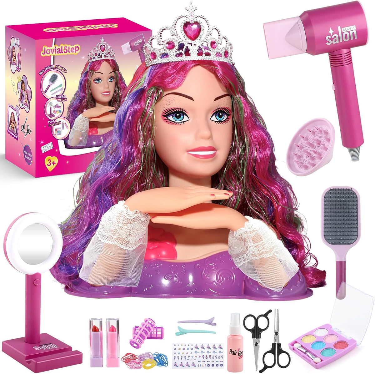 Kit de maquillaje de cabeza de muñeca de princesa para niñas, juego...