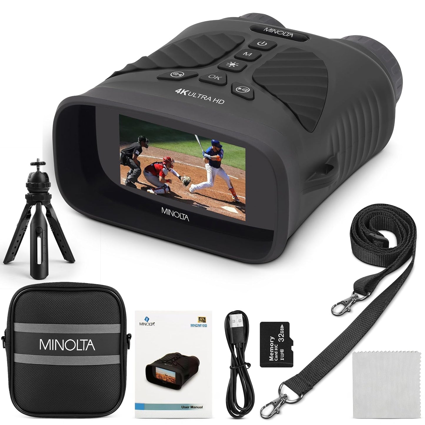 Minolta MNDM10B 4K Video 10x25 Kit monocular de visión nocturna dig...