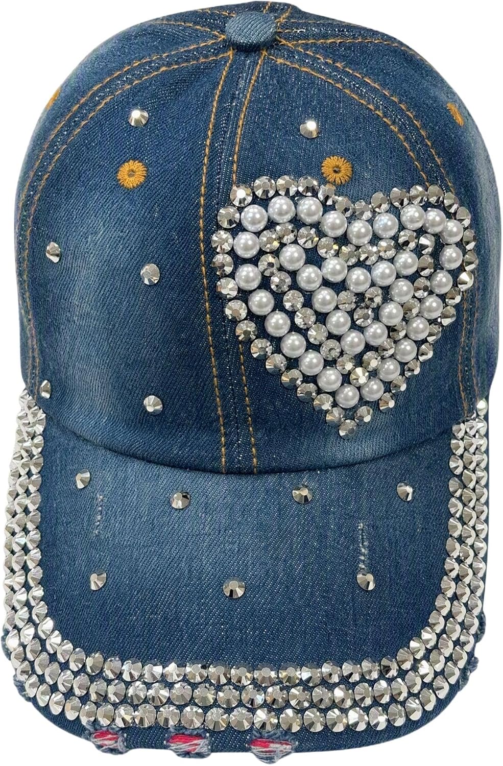 Popfizzy Sombrero de diamantes de imitación de corazón de perlas pa...