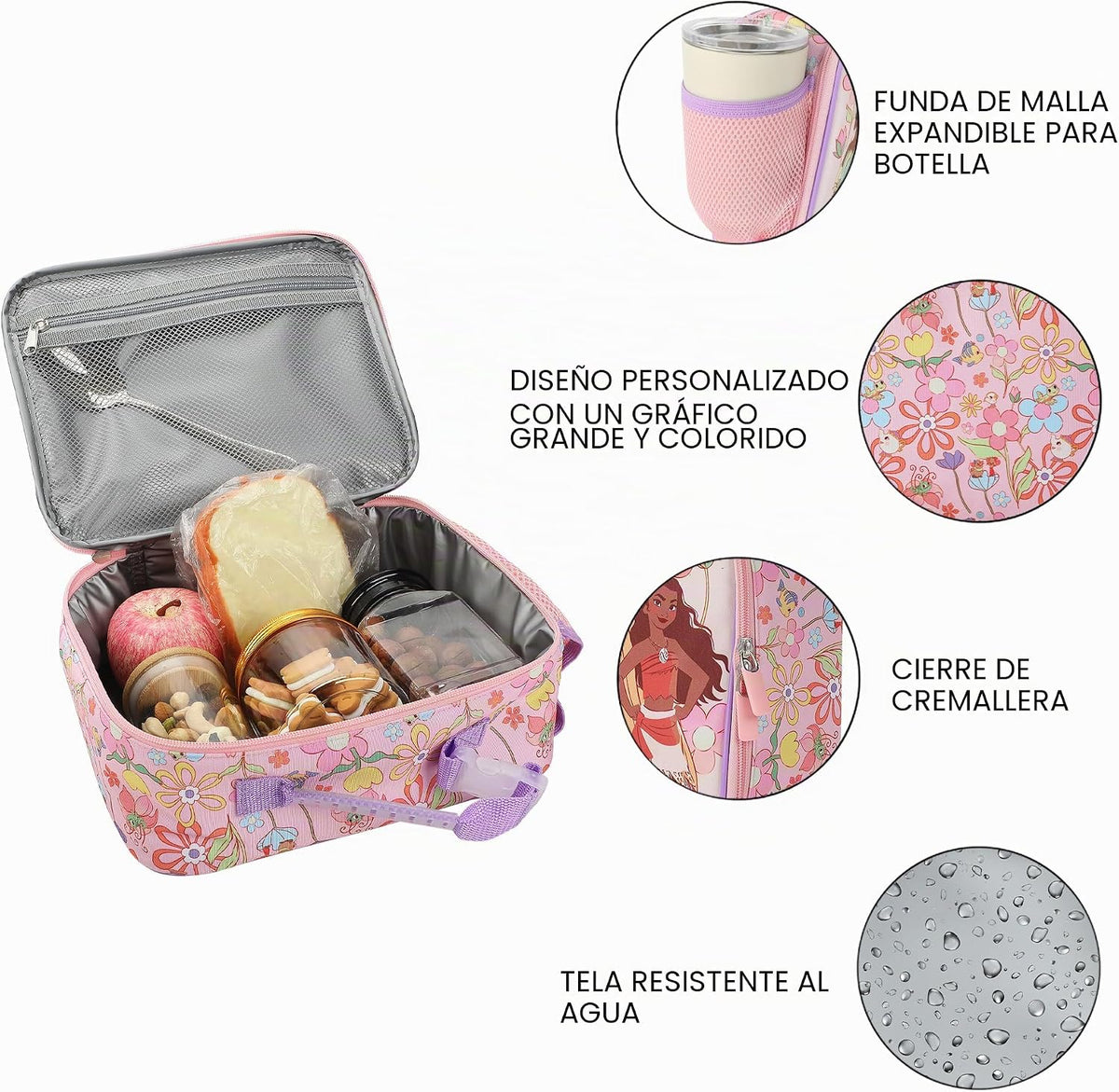 Kit de almuerzo de personajes de princesas de Disney en estampado f...