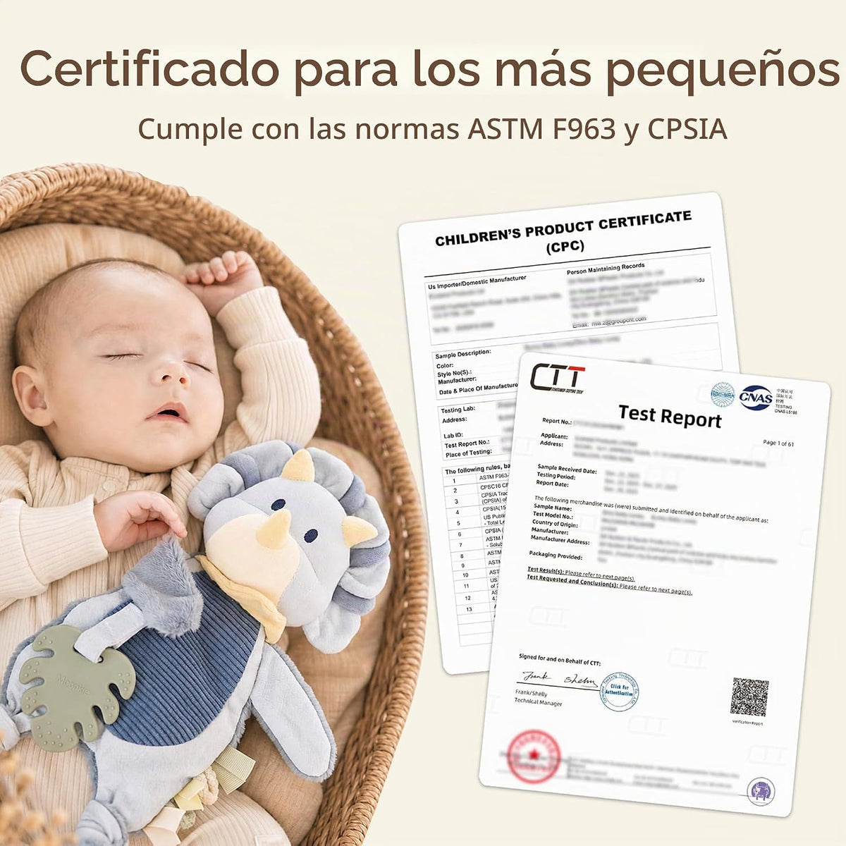 Moonkie Baby Lovey con mordedor de silicona, manta de seguridad de...
