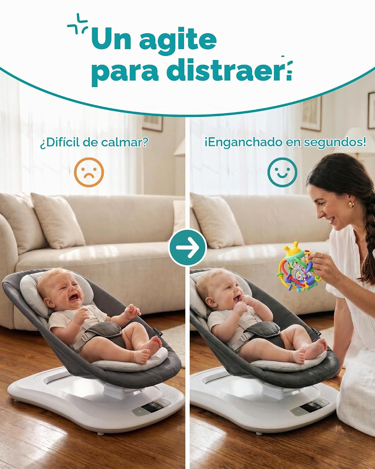 Infinno Bunny Hourglass Juguete para dentición y sonajero para bebé...