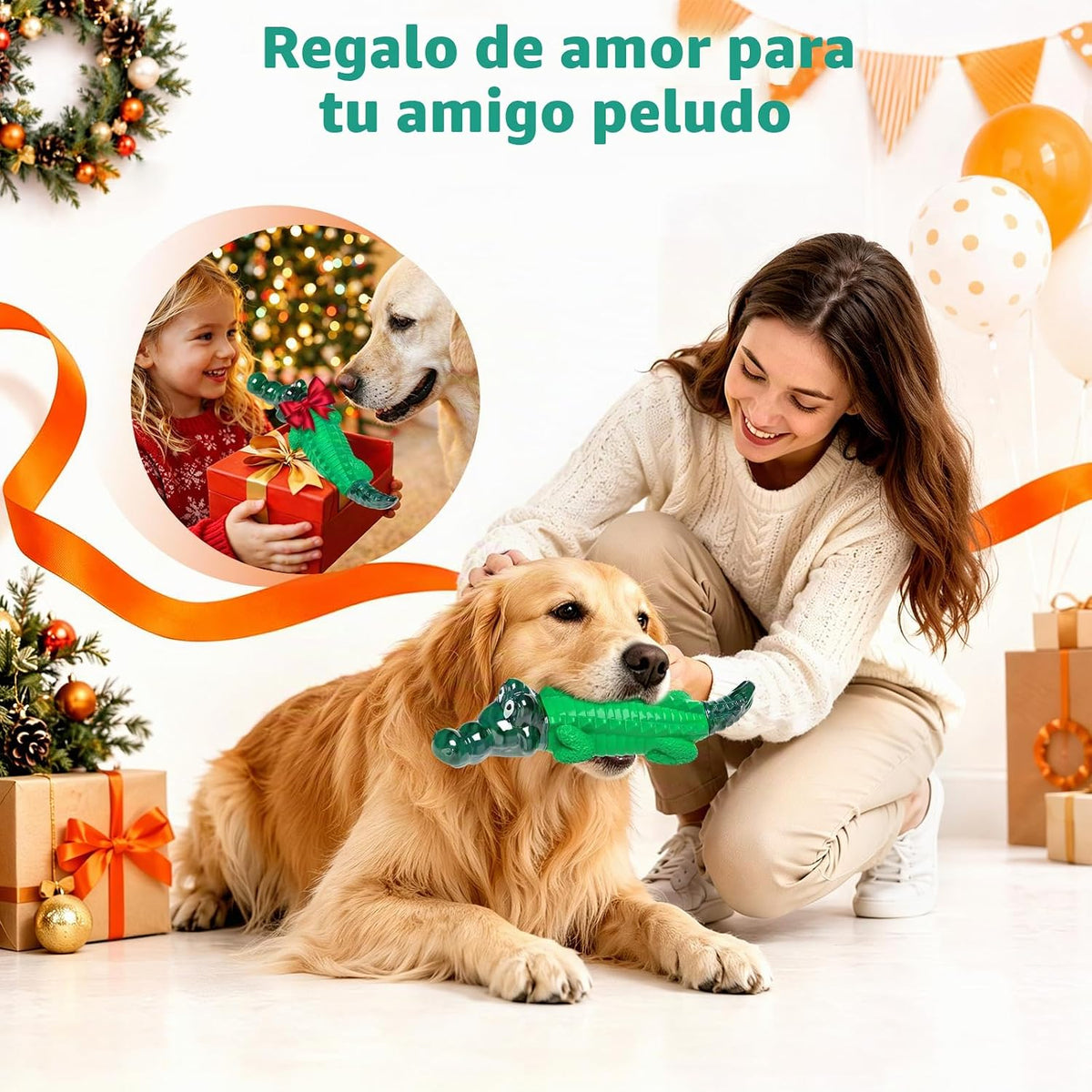 Fuufome Juguetes para perros de cocodrilo para masticadores agresiv...