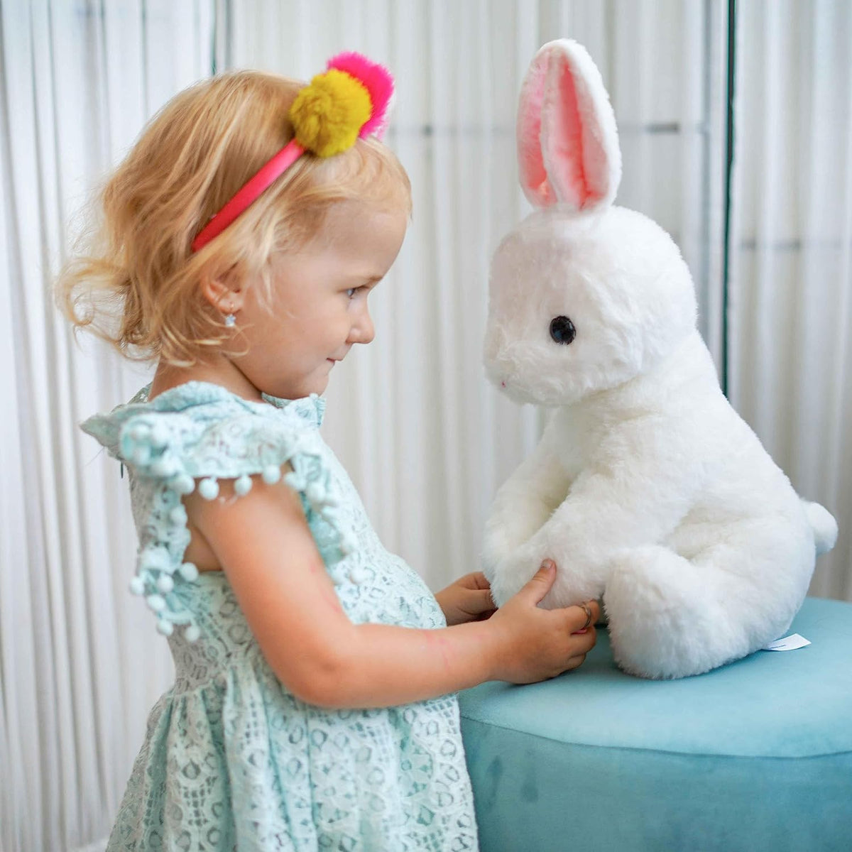 WEIGEDU Animales de peluche conejo con orejas rosas para niñas, niñ...