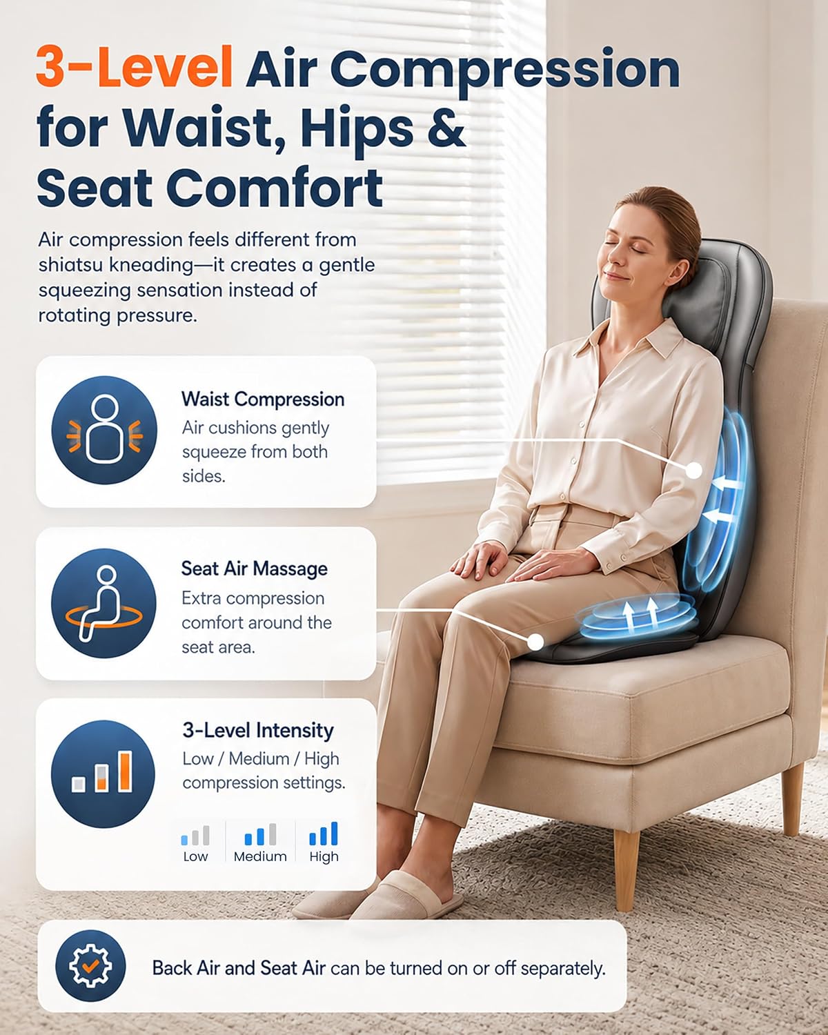 COMFIER Shiatsu Masajeador de cuello y espalda con calor, nodos aju...