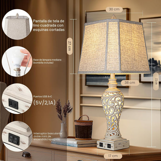 LuxSight Collection Juego de 2 lámparas de mesa de 28.5 pulgadas co...