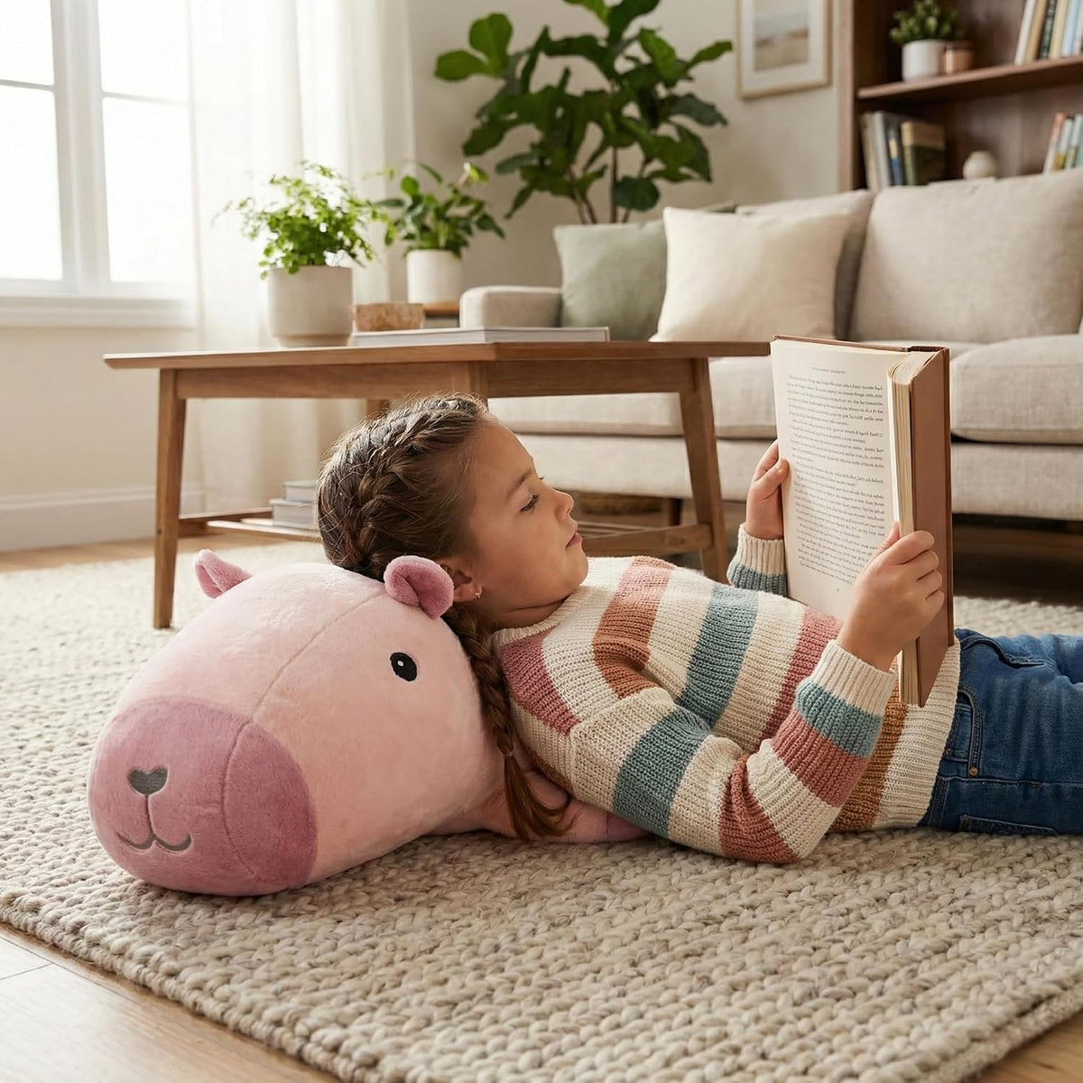 WEIGEDU - Juguete de peluche Capybara rosa, 18.9 pulgadas | Almohad...