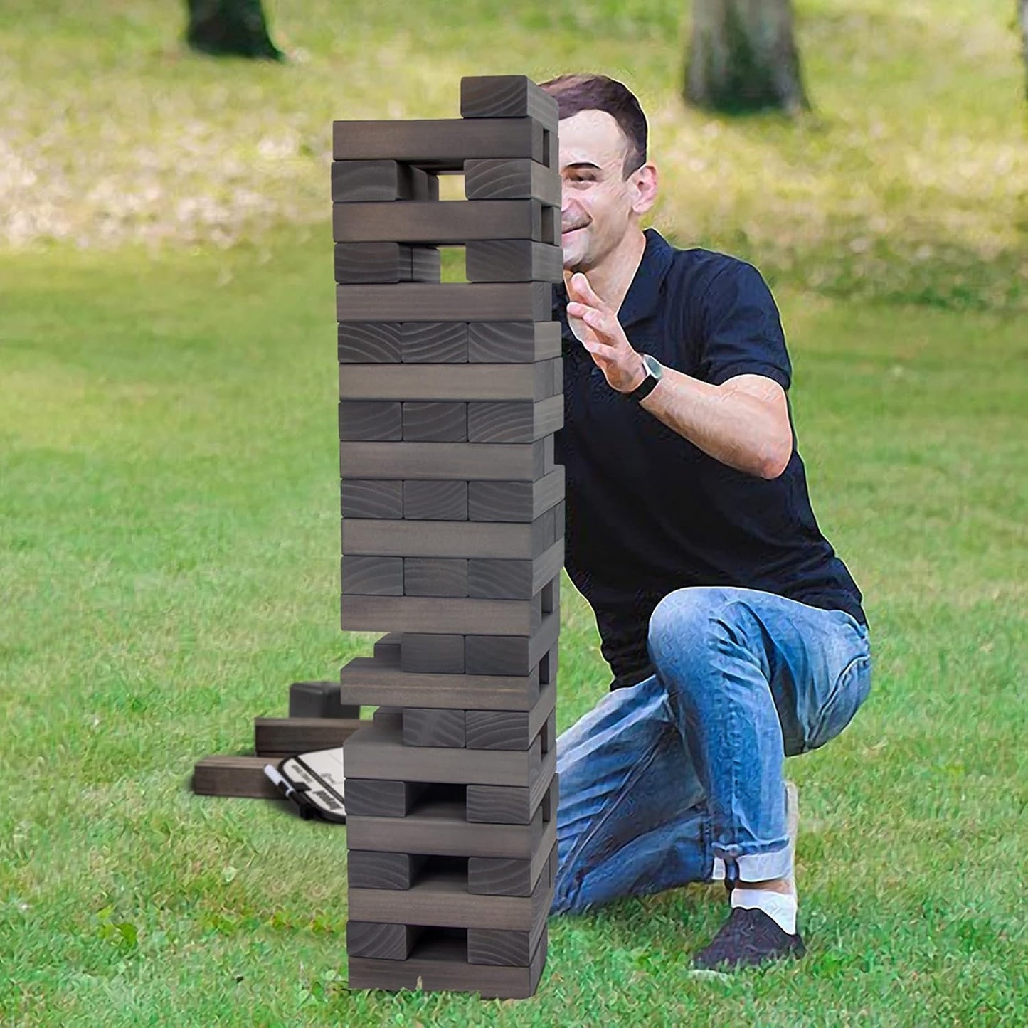 Juegoal Juego de bloques gigantes de torre de caída de 54 piezas, j...
